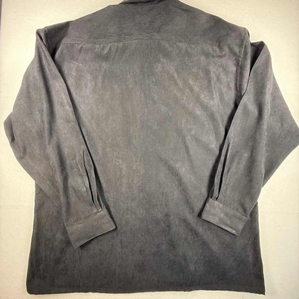 Pierre Cardin Black Faux Suede Long Sleeve Button-Up Shirt Size XL